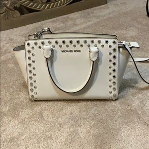 White Michael Kors purse with studs & rhinestones